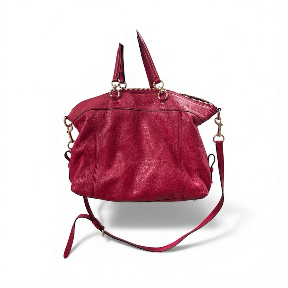 Cherry Red- Coach Lennox PebbleLeather Tote - Picture 4 of 17